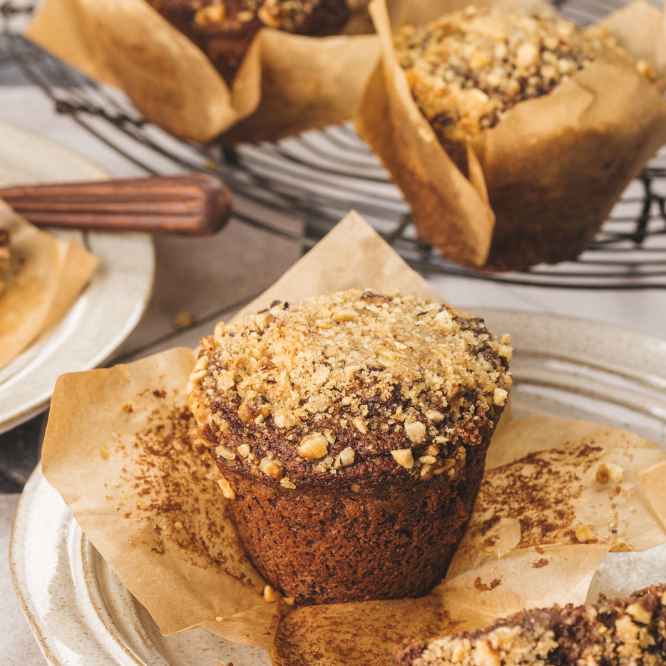 Chocolate Muffins with Hazelnut Streusel